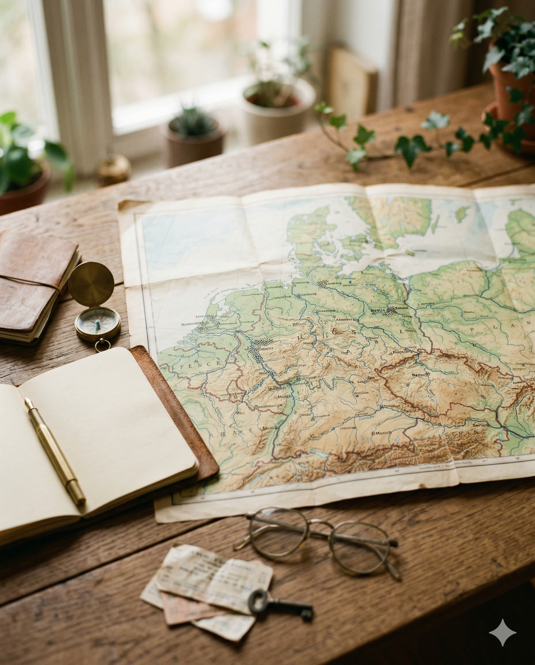 Mapa de Europa sobre mesa de madera