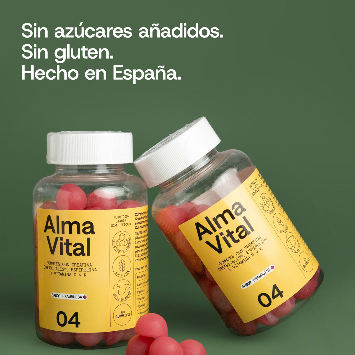 Alma Vital Gummies sin azúcares añadidos, sin gluten y hechas en España