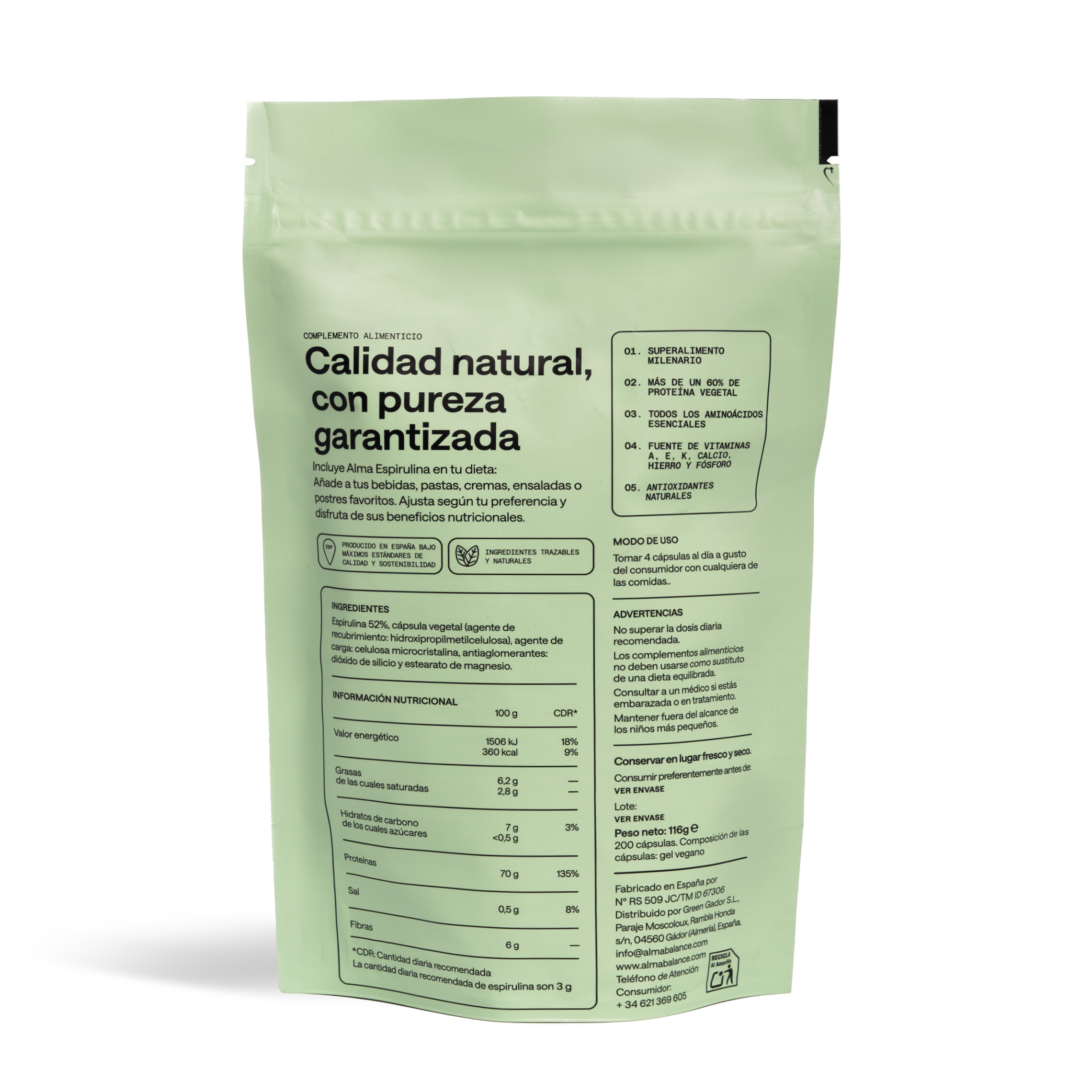 Espirulina en cápsulas